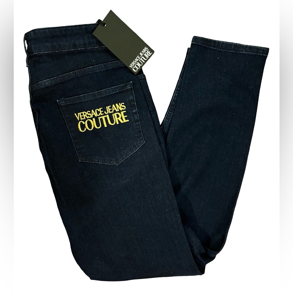 NWTs Versace Jeans Couture Women’s Size 32 - Gold Rear Pocket Logo Embroidery